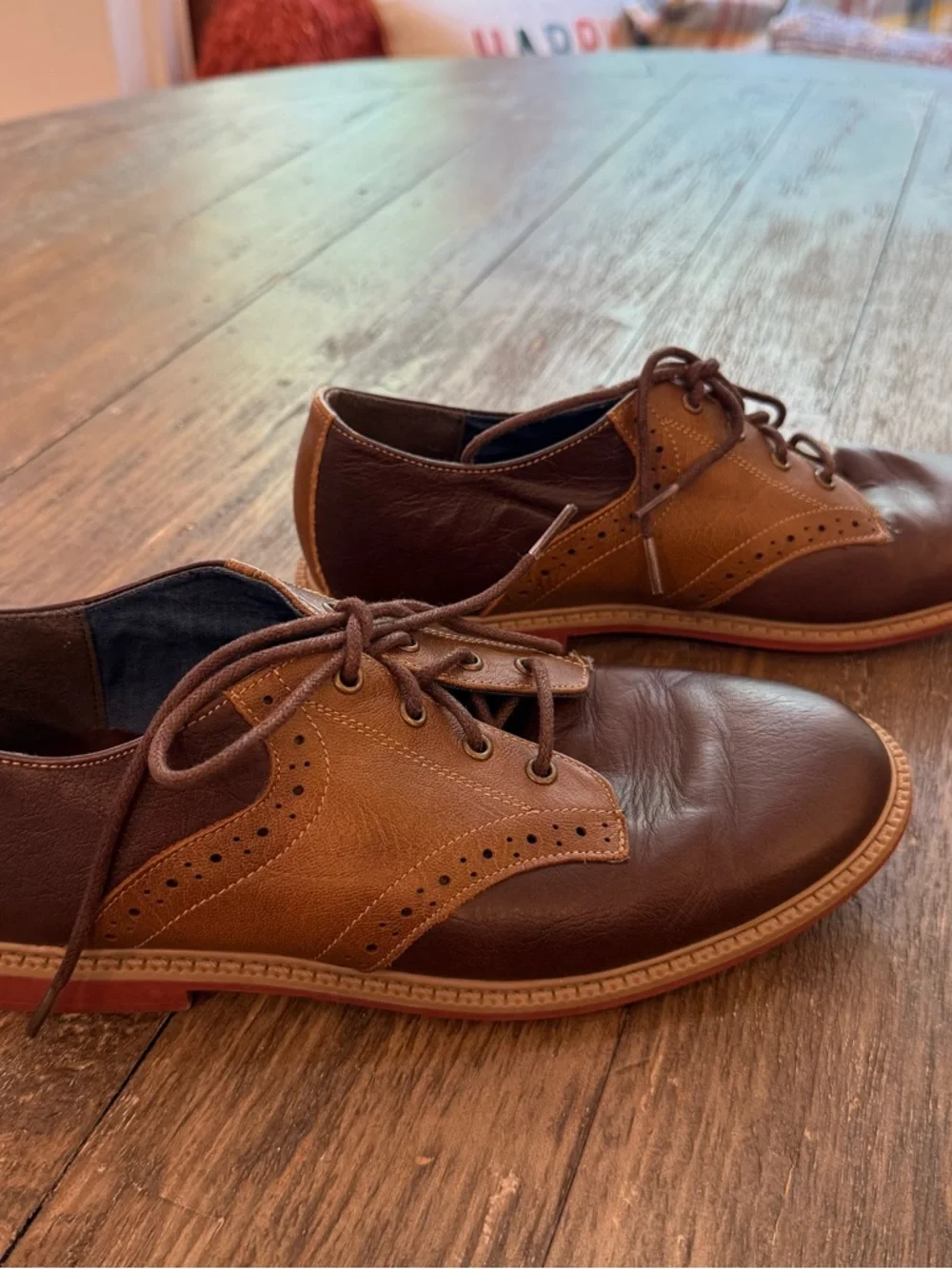 Kenneth Cole Reaction Spencer‎ Racer Brown Leather Oxford Shoes Men's Size 8